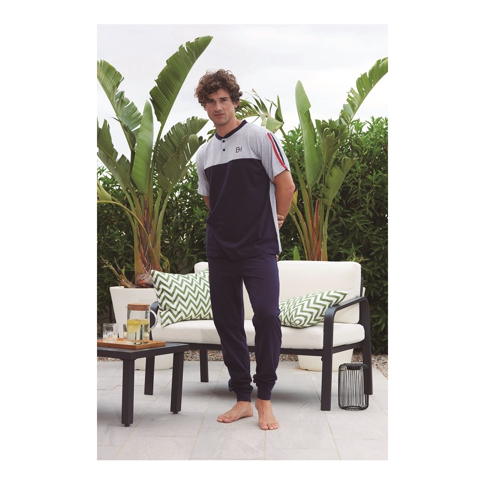 Pijama 3 Piezas Hombre – Sport Navy & Grey (100% Algodón)
