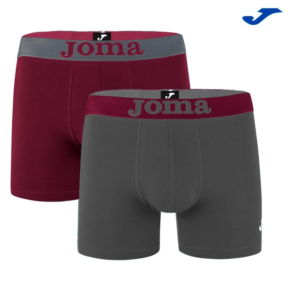 Bóxer Joma pack 2 unidades algodón elástico grana/gris