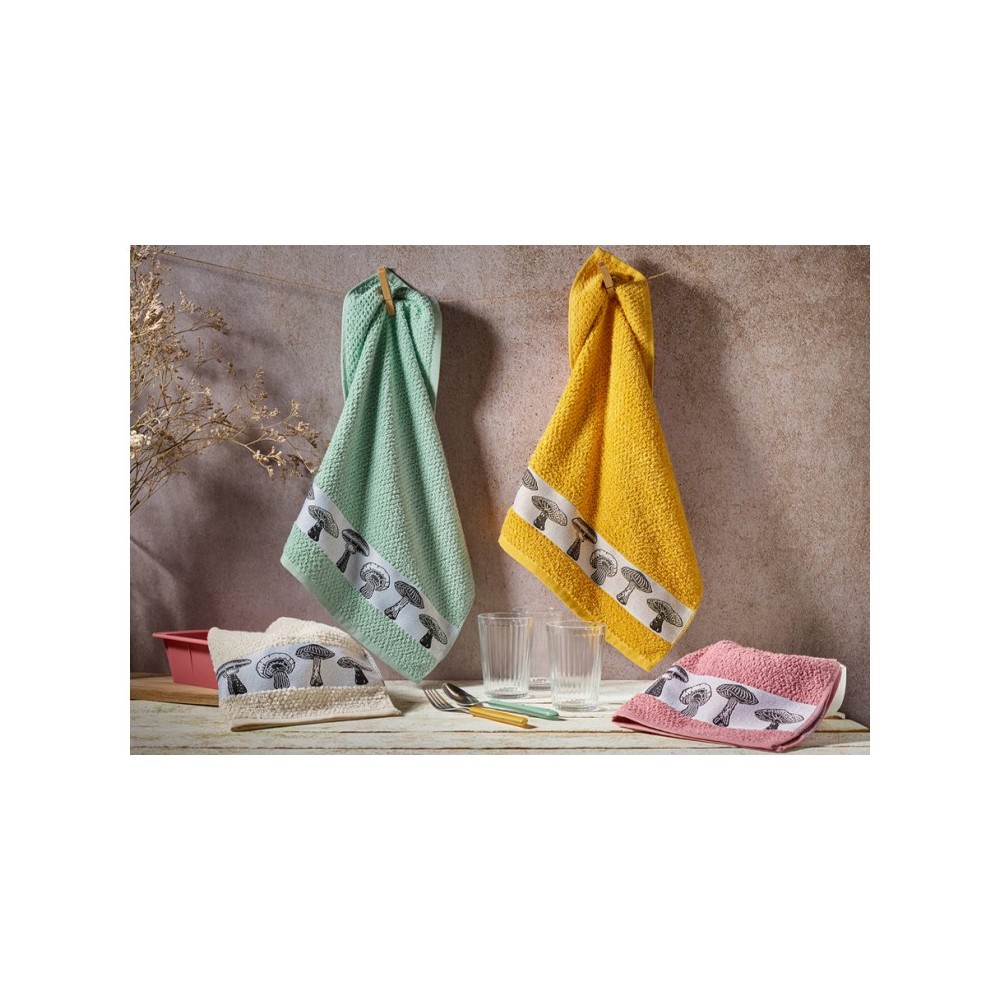 Paños de cocina de rizo set 4 unidades modelo boletus