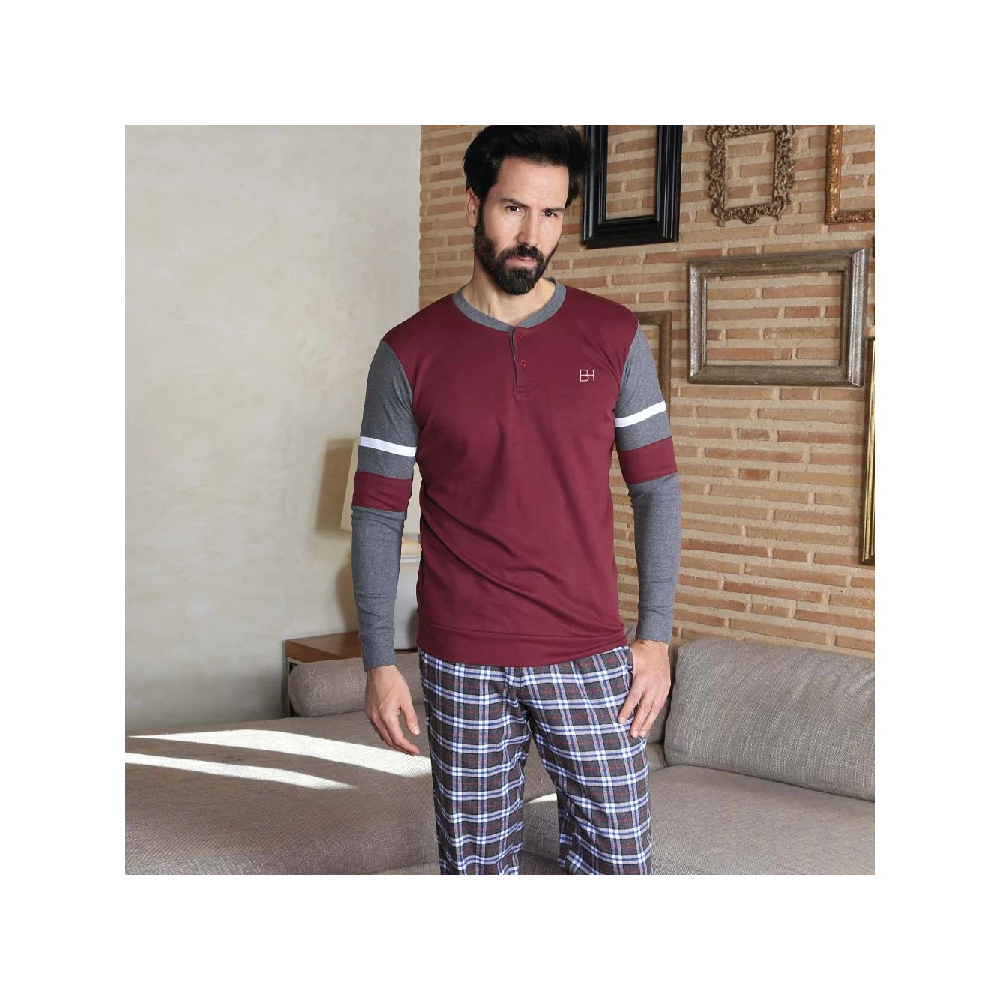 Pijama Largo Hombre – Borgoña Heritage (100% Algodón Premium)