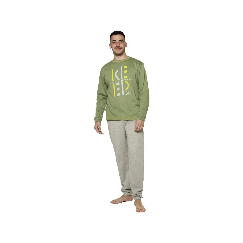 Pijama Invierno Hombre – Edición "Keep Going" (100% Algodón Afelpado)