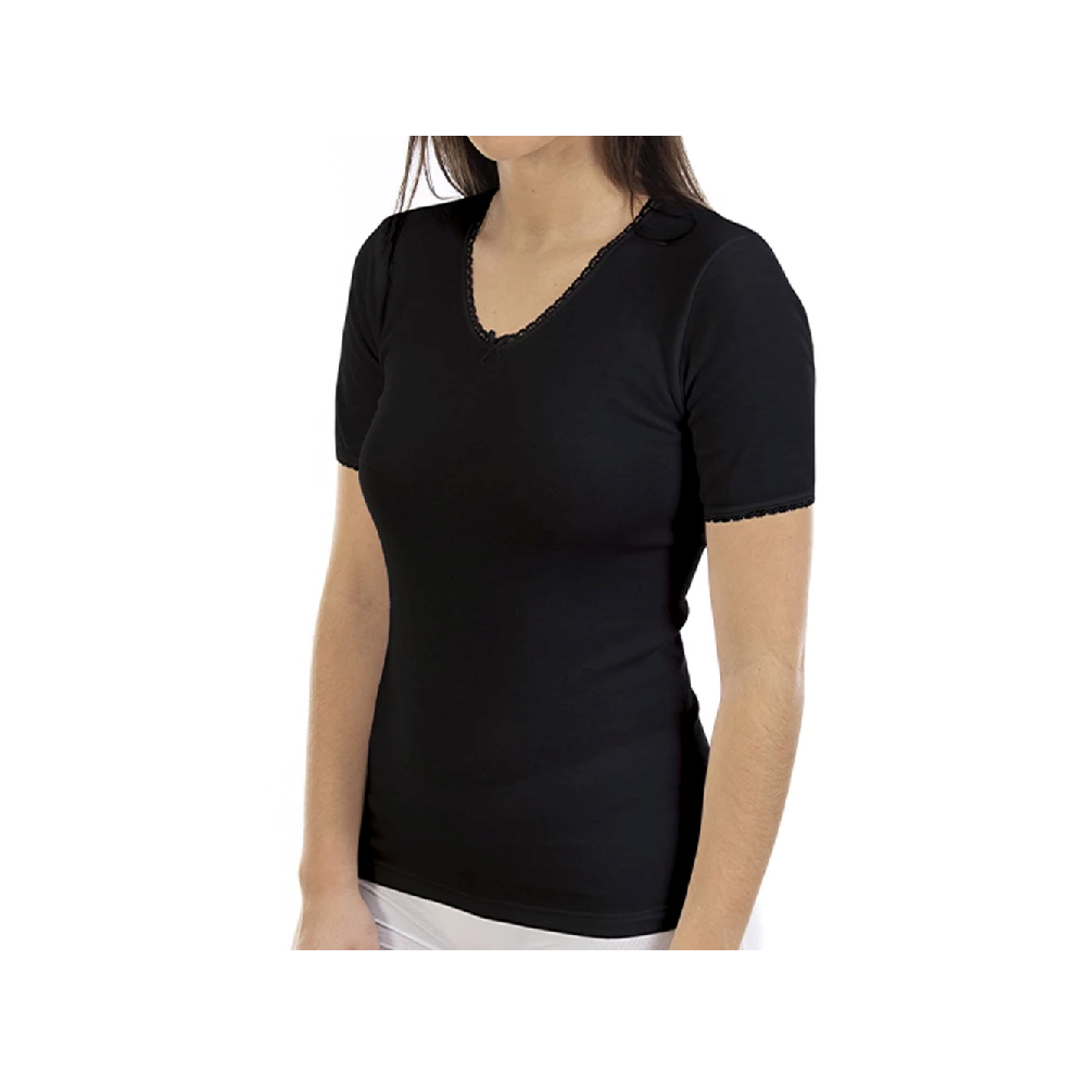 Camiseta interior térmica de mujer manga corta negra