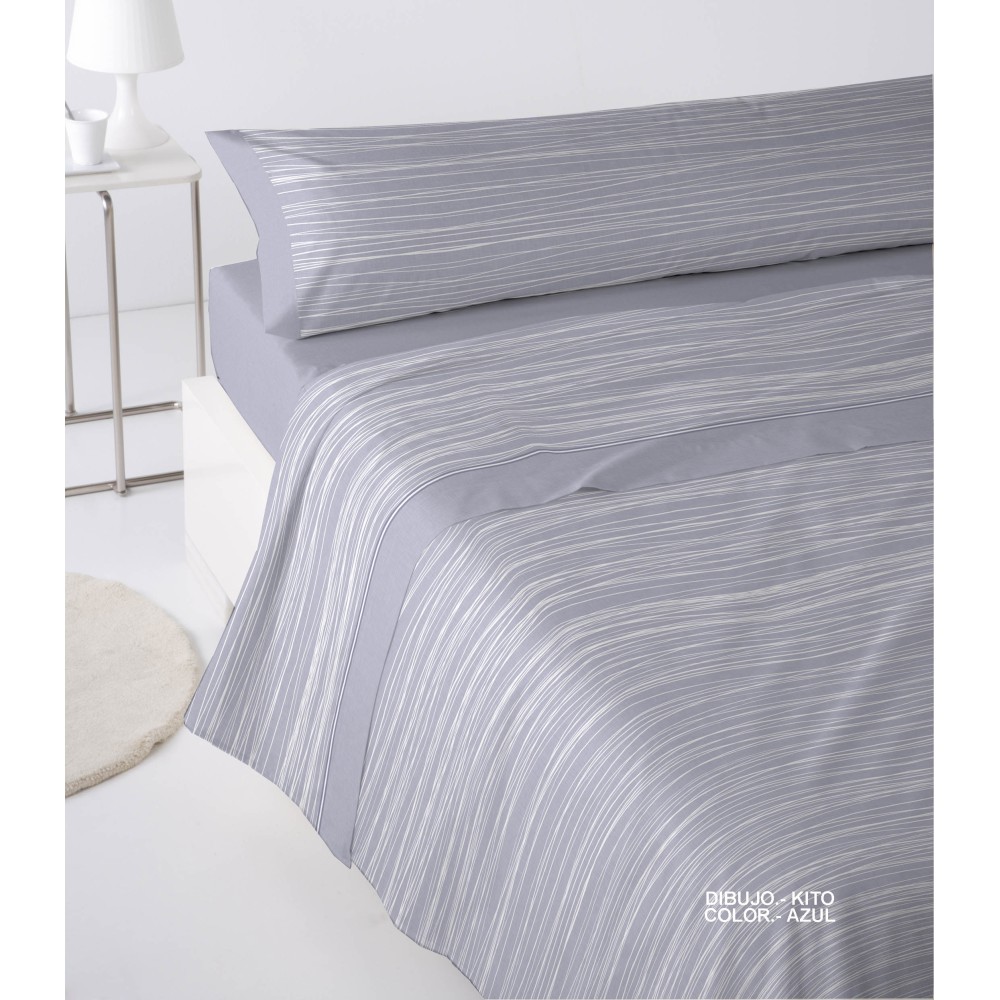 Juego de Sábanas de Franela Premium – 90% Algodón – Modelo Kito Azul