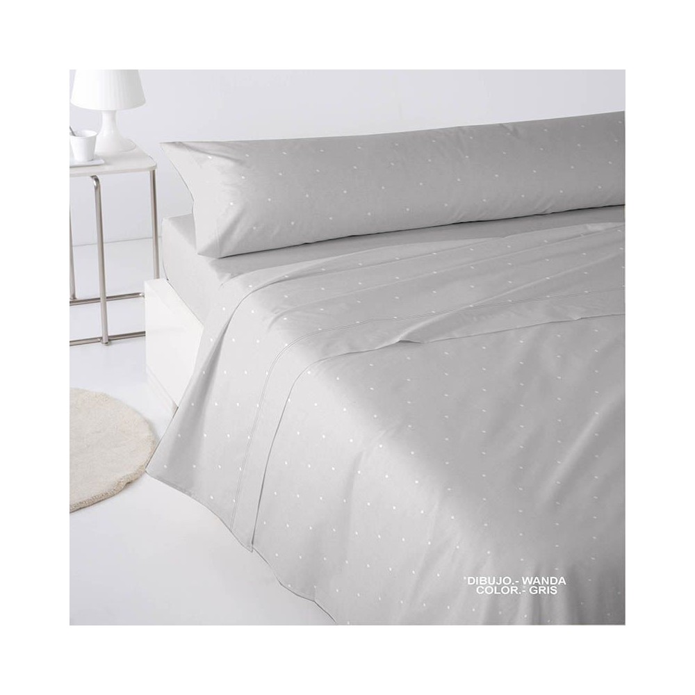 Juego de Sábanas de Franela Premium – 90% Algodón – Modelo Wanda Gris