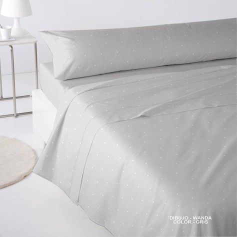 Juego de Sábanas de Franela Premium – 90% Algodón – Modelo Wanda Gris