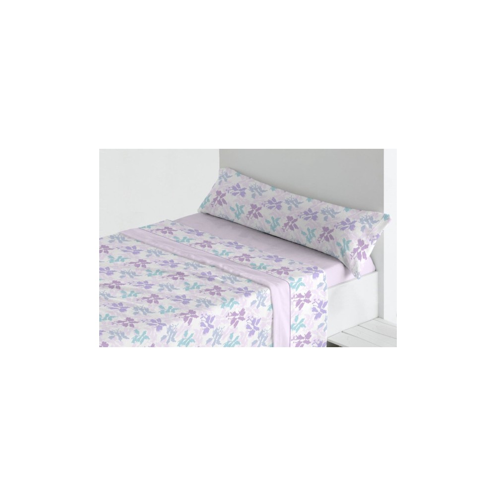 Juego de Sábanas de Coralina "Olga" Lila - Estampado Floral y Calidez Excepcional