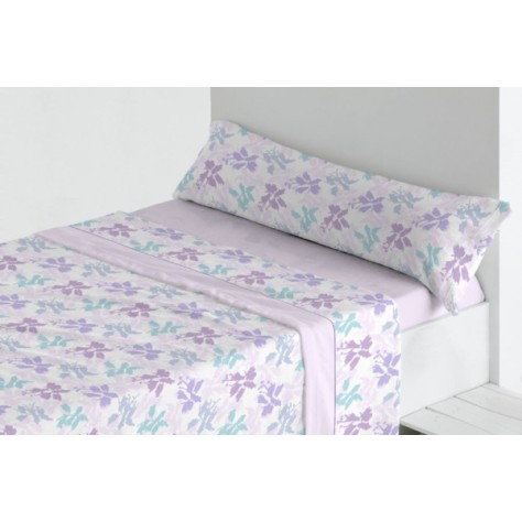 Juego de Sábanas de Coralina "Olga" Lila - Estampado Floral y Calidez Excepcional