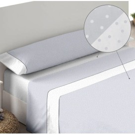 Juego de sábanas topitos gris