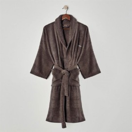 Albornoz 100% algodón de rizo en color gris oscuro, ideal para hombres, muy absorbente y suave, con cinto ajustable.
