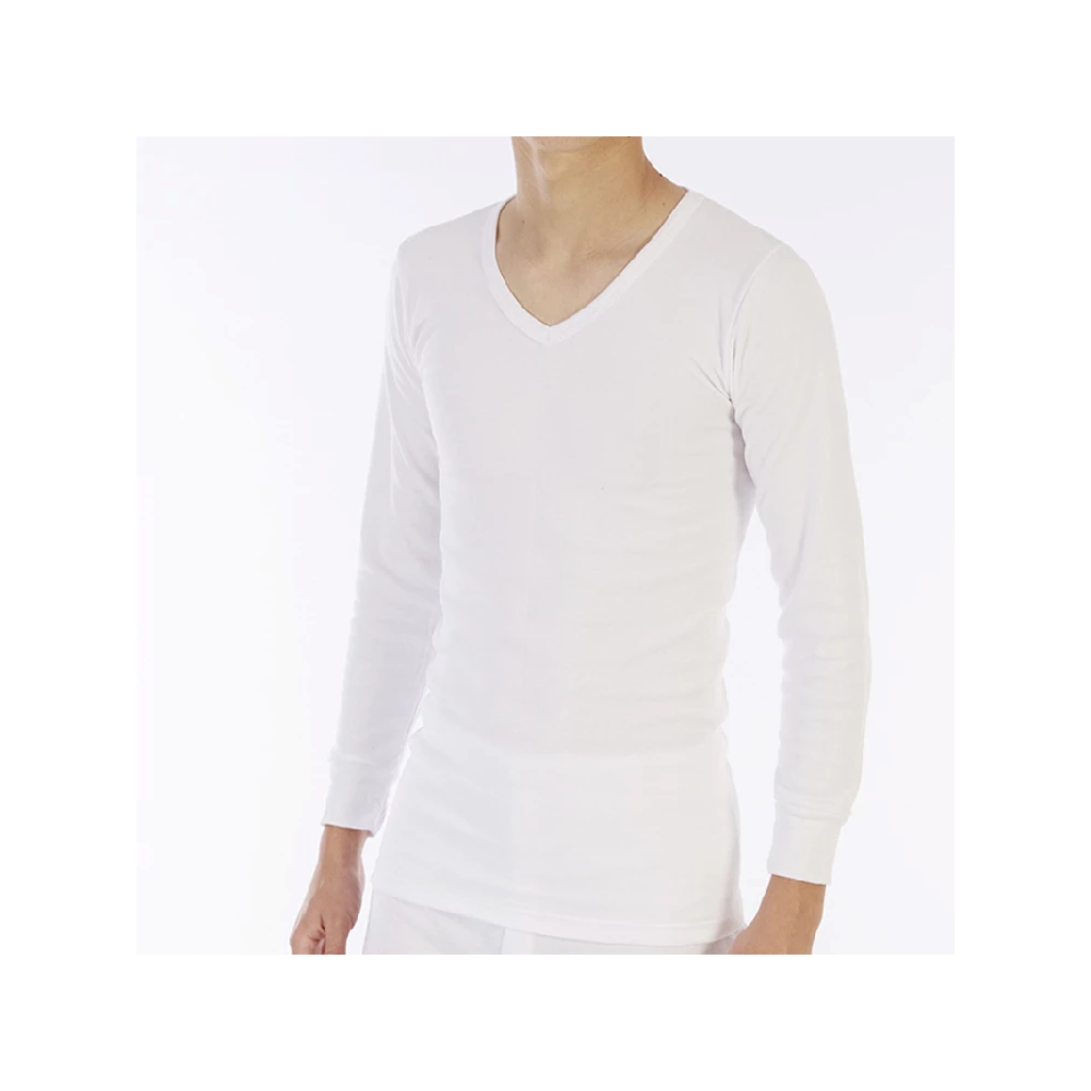 Camiseta interior térmica hombre manga larga cuello pico