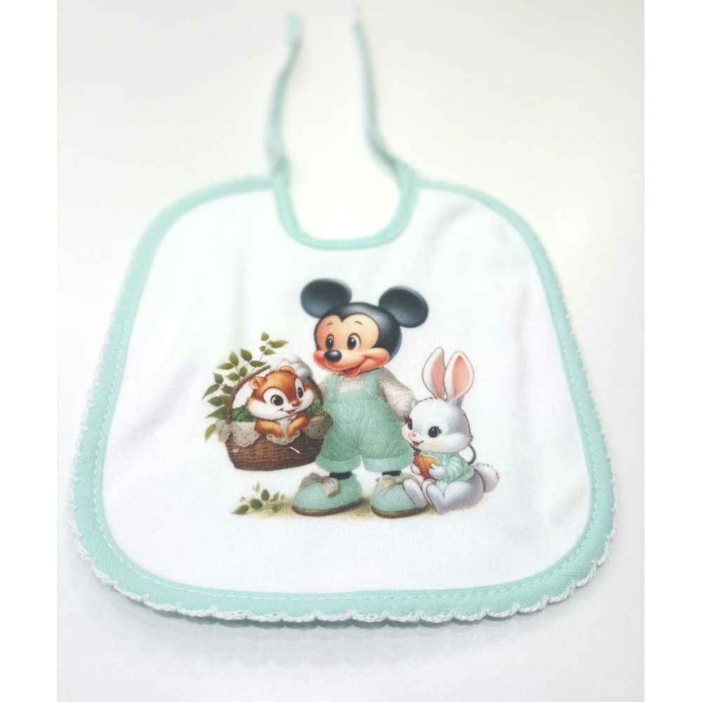 Babero Verde Mickey Mouse – Frescura y Protección para tu Bebé