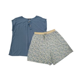 Pijama de Mujer de Dos Piezas Azul – Blusa con Shorts Estampados Florales