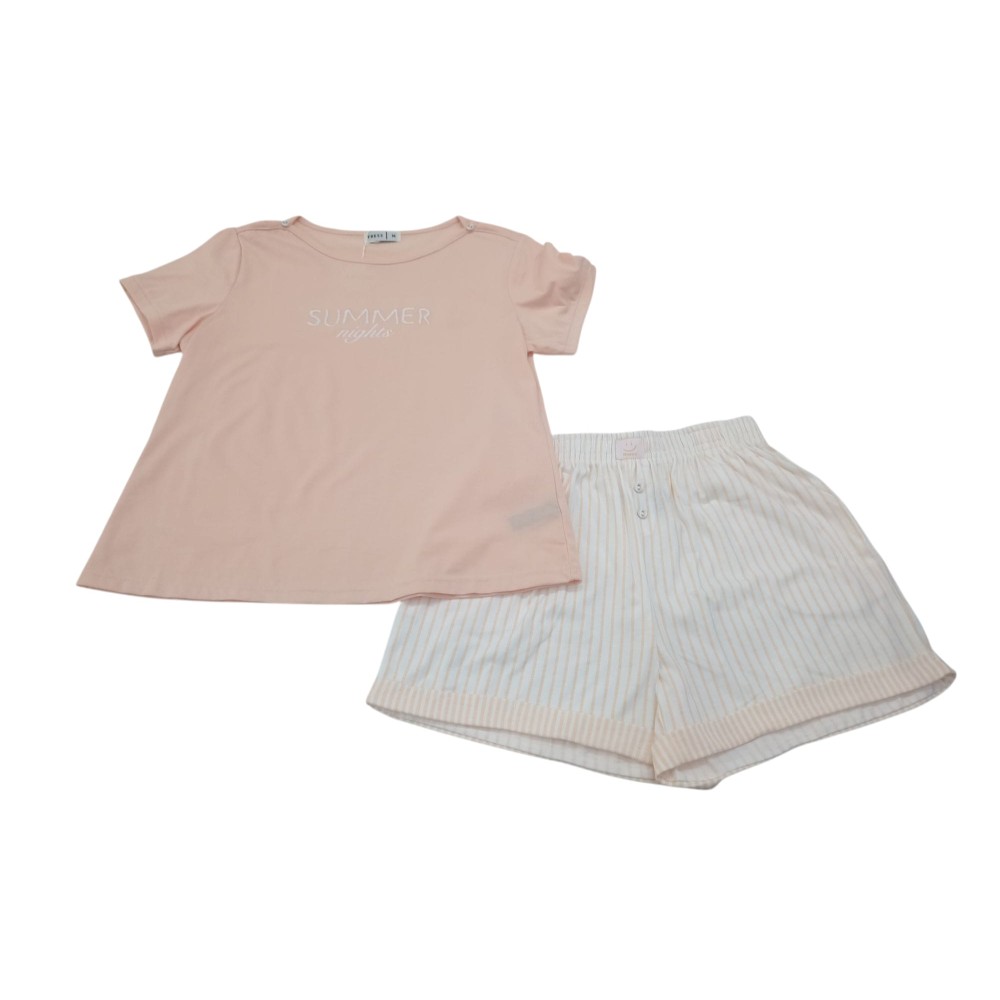 Pijama de Verano para Mujer "summer" salmón – Conjunto de Camiseta y Short