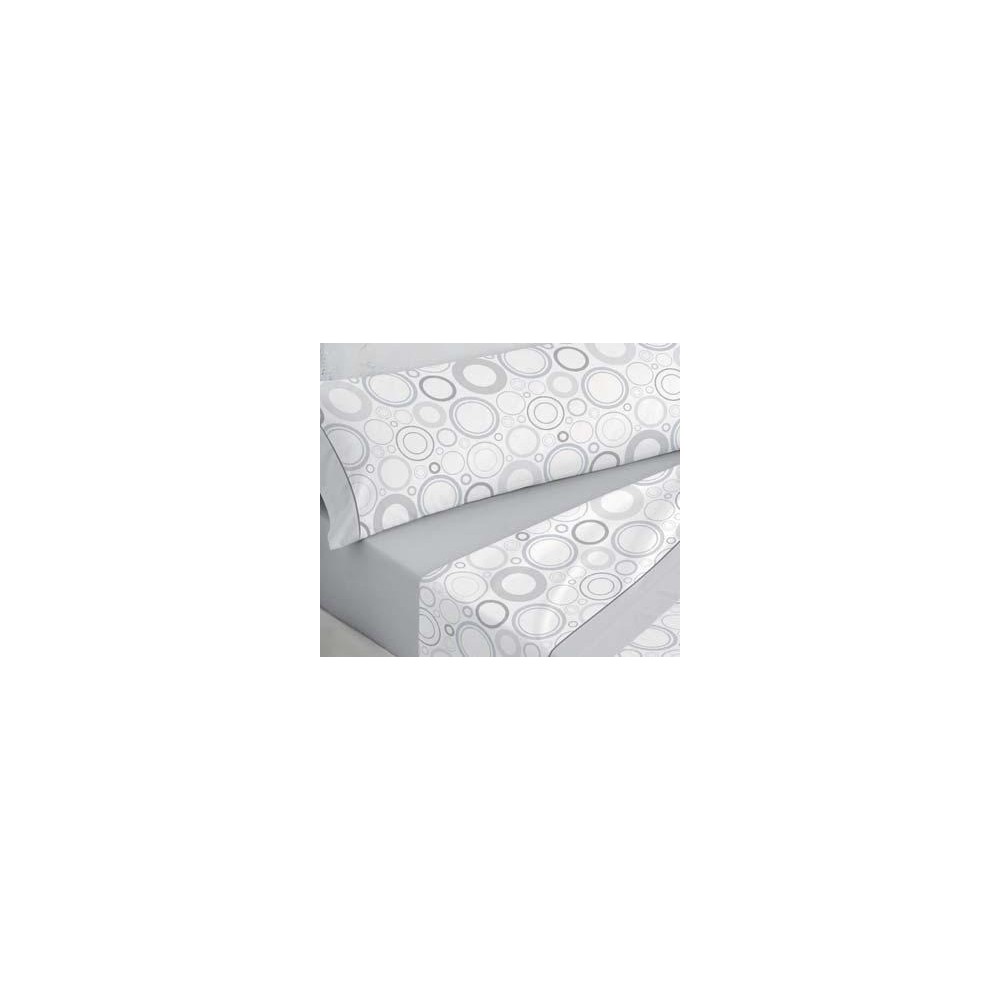 Juego de Sábanas "Lea" Gris 50% Algodón – 50% Poliéster | 144 Hilos | Diseño Geométrico Moderno en Tonos Neutros