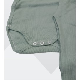 Conjunto de bebé unisex verde – Body cruzado + polaina con pies