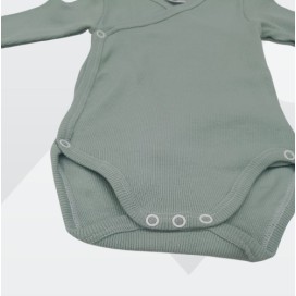 Conjunto de bebé unisex verde – Body cruzado + polaina con pies
