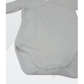 Conjunto de bebé unisex blanco – Body cruzado manga larga + polaina con pies