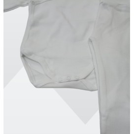 Conjunto de bebé unisex blanco – Body cruzado manga larga + polaina con pies