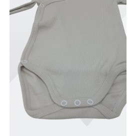 Conjunto de bebé unisex beige – Body cruzado manga larga + polaina con pies