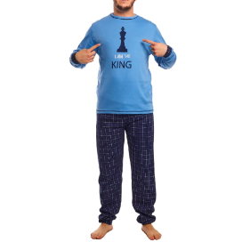 Pijama de Hombre “I Am The King” Azul – Comodidad y Estilo Real