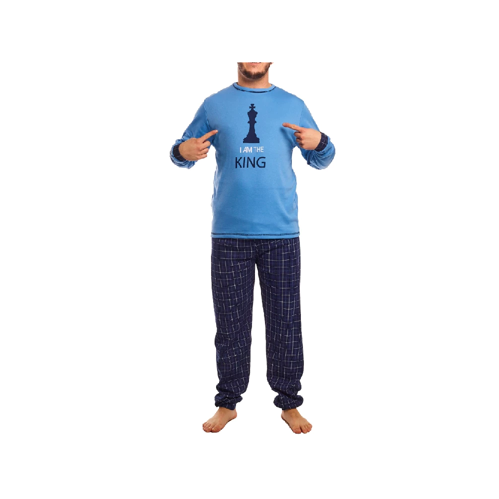 Pijama de Hombre “I Am The King” Azul – Comodidad y Estilo Real
