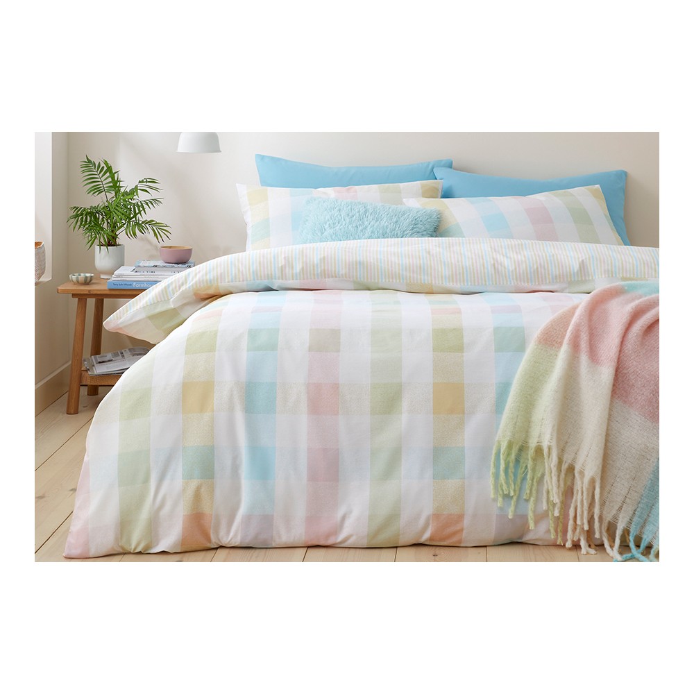 Funda Nórdica Reversible "Spring Check" – Algodón Suave y Confortable