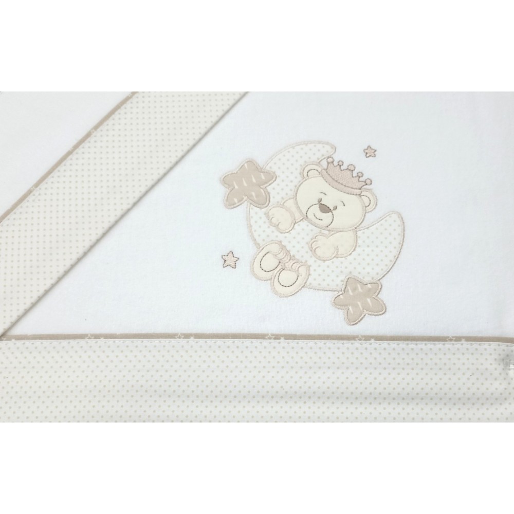 Juego de Sábanas de Cuna de Franela Osito Rey beige – Suavidad y Calidez para tu Bebé