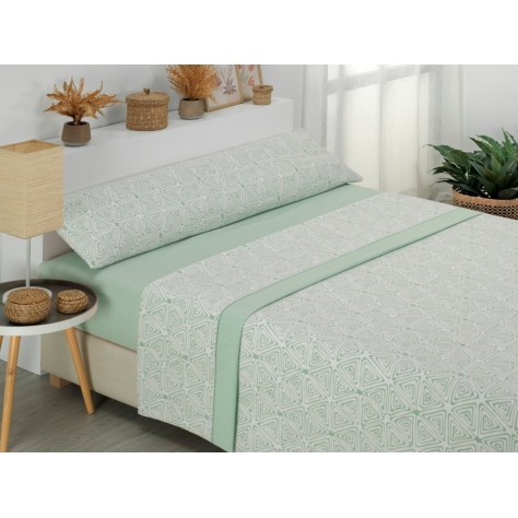 Juego de Sábanas de Franela “Sunny Verde” – Suavidad Natural y Calidez Acolhedora