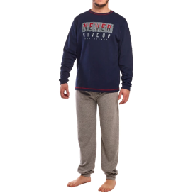Pijama de hombre "never" azul marino y gris | Confort y estilo para dormir