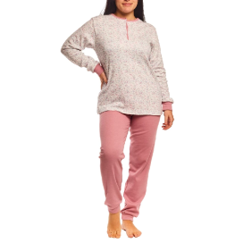 Pijama de mujer de algodón rosa y estampado floral | Suavidad y confort para dormir