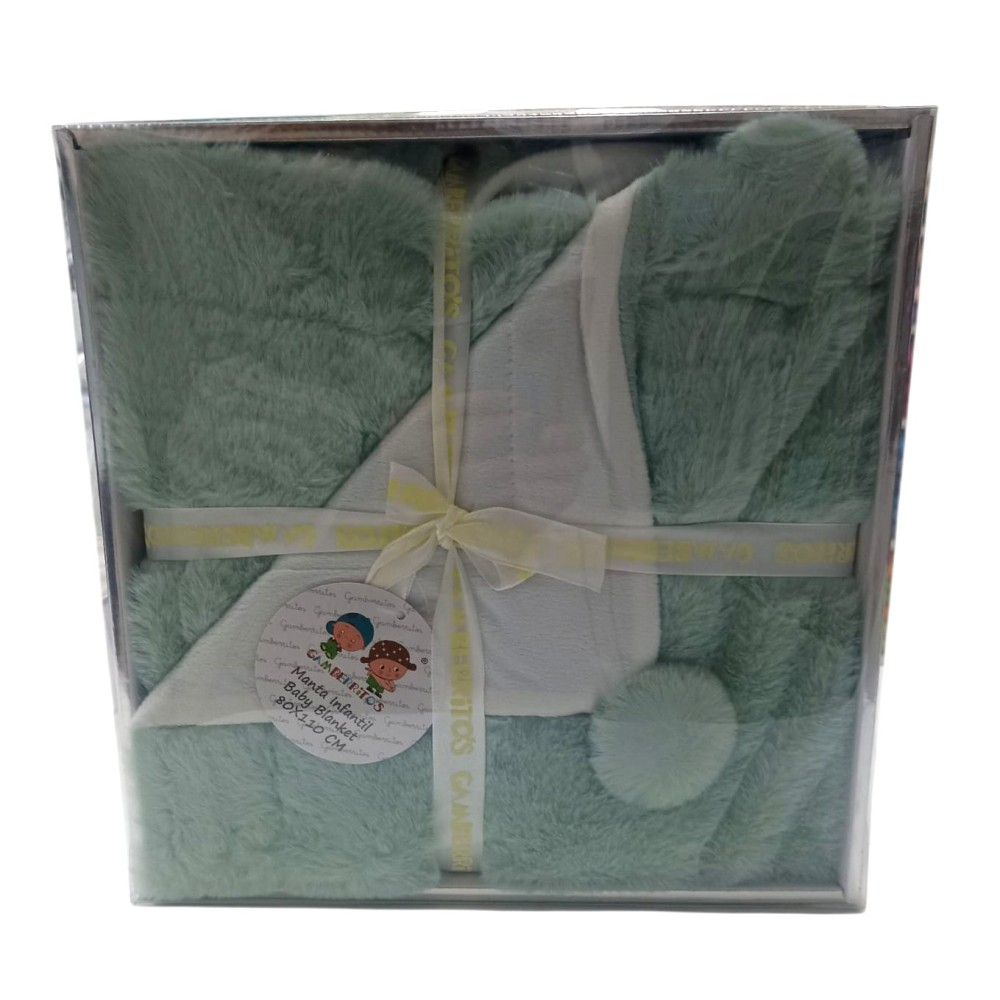 Manta de Bebé Verde 80×110 cm – Suave, Calentita y con Pompones | Gamberritos