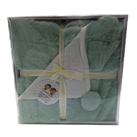 Manta de Bebé Verde 80×110 cm – Suave, Calentita y con Pompones | Gamberritos