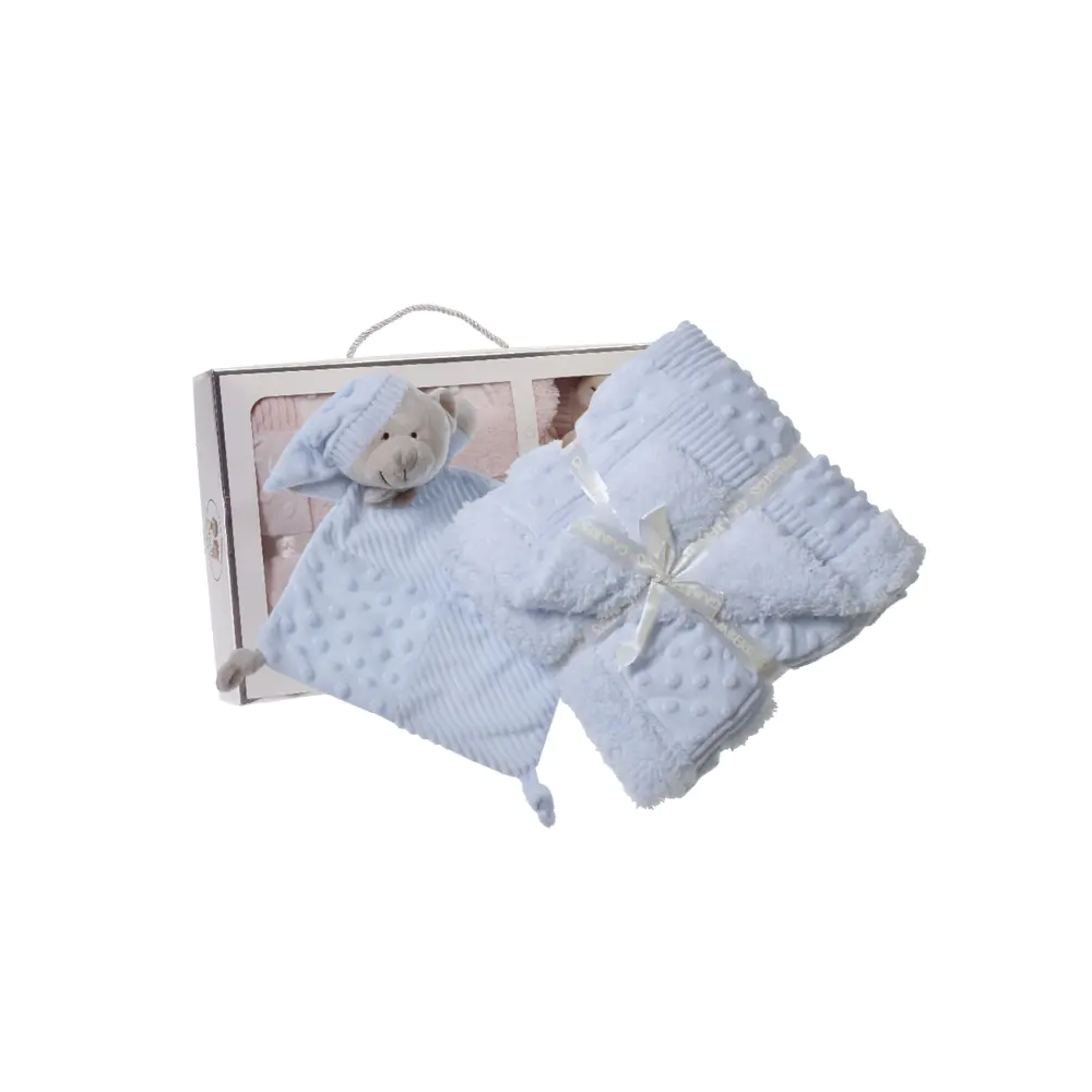Pack Dou Dou y Mantita 80x110 cm – Color Azul | Gamberritos