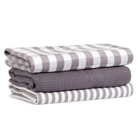 Pack de 3 Paños de Cocina 100% Algodón tonos gris  (50x70 cm)