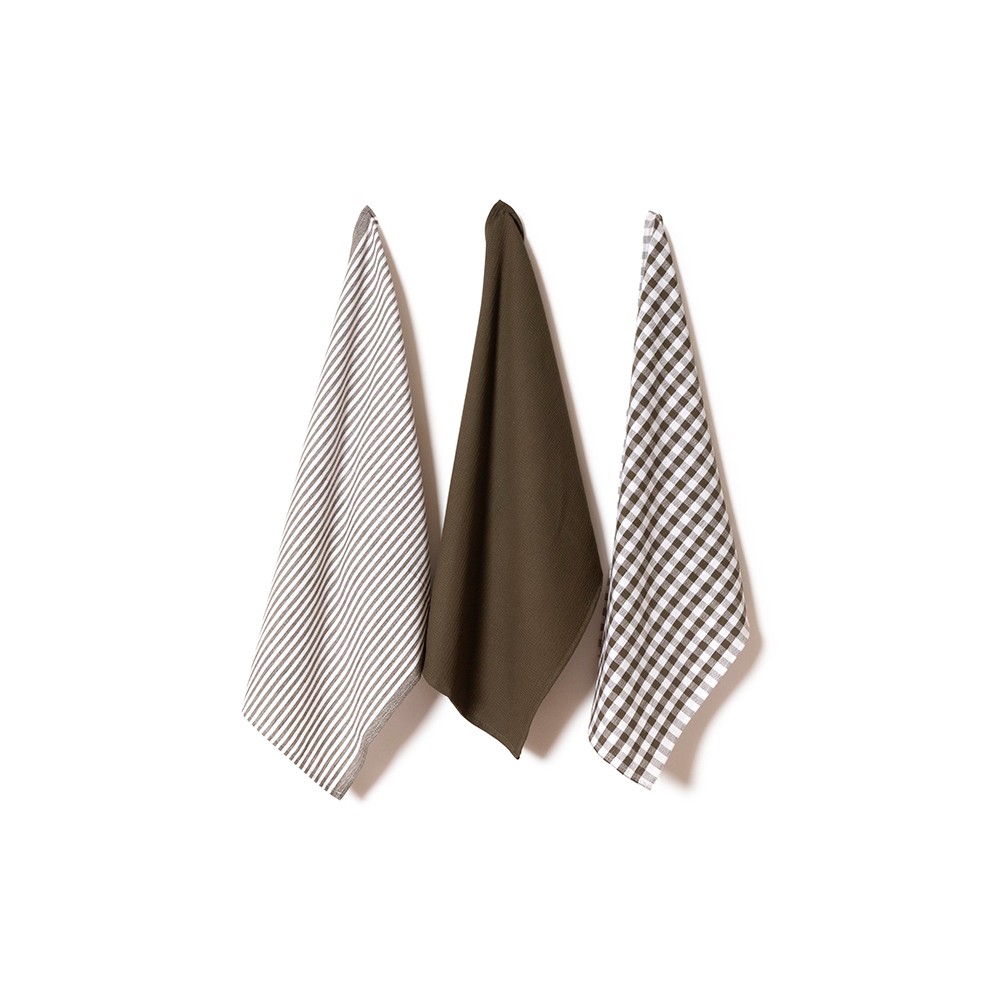 Pack de 3 Paños de Cocina 100% Algodón (50x70 cm) - Tonos Verdes