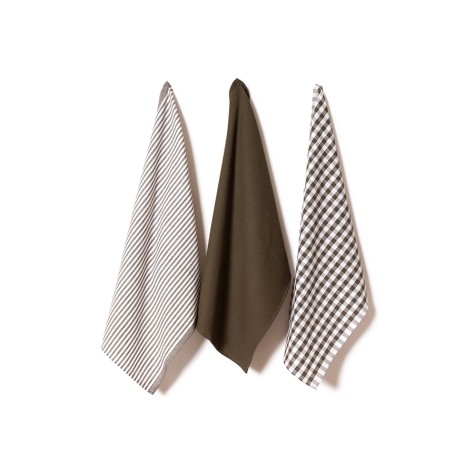 Pack de 3 Paños de Cocina 100% Algodón (50x70 cm) - Tonos Verdes