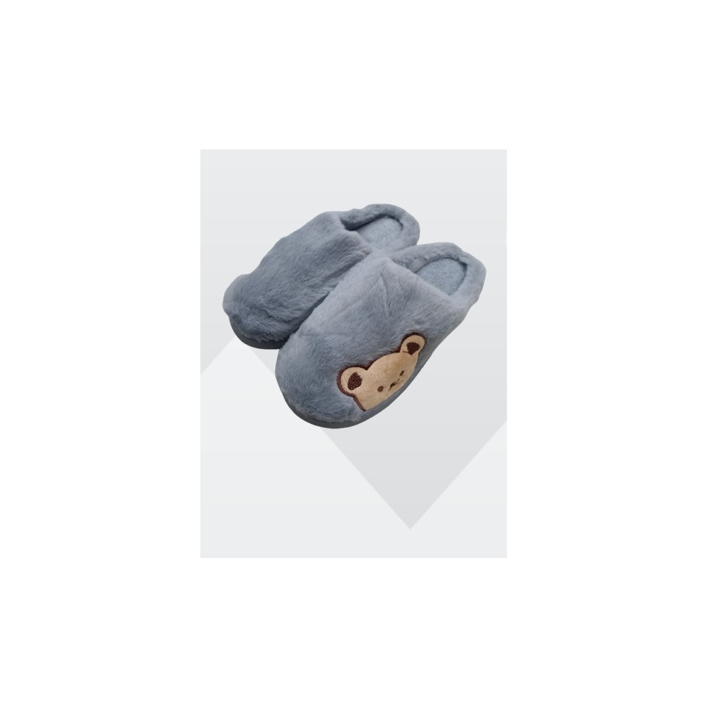Zapatillas de Casa Grises con Peluche y Carita de Oso – Comodidad, Calidez y Estilo
