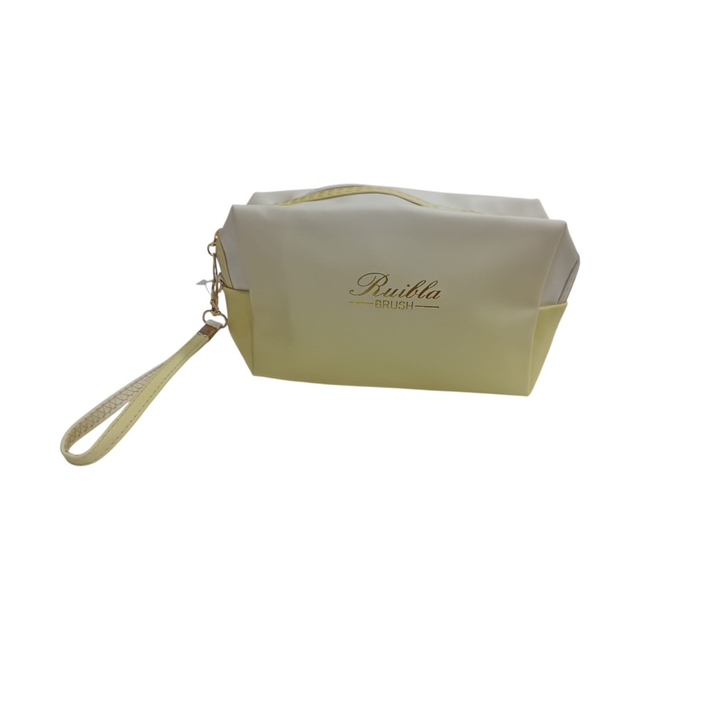 Neceser con correa de mano bicolor amarillo