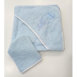 Capa de baño azul conejito