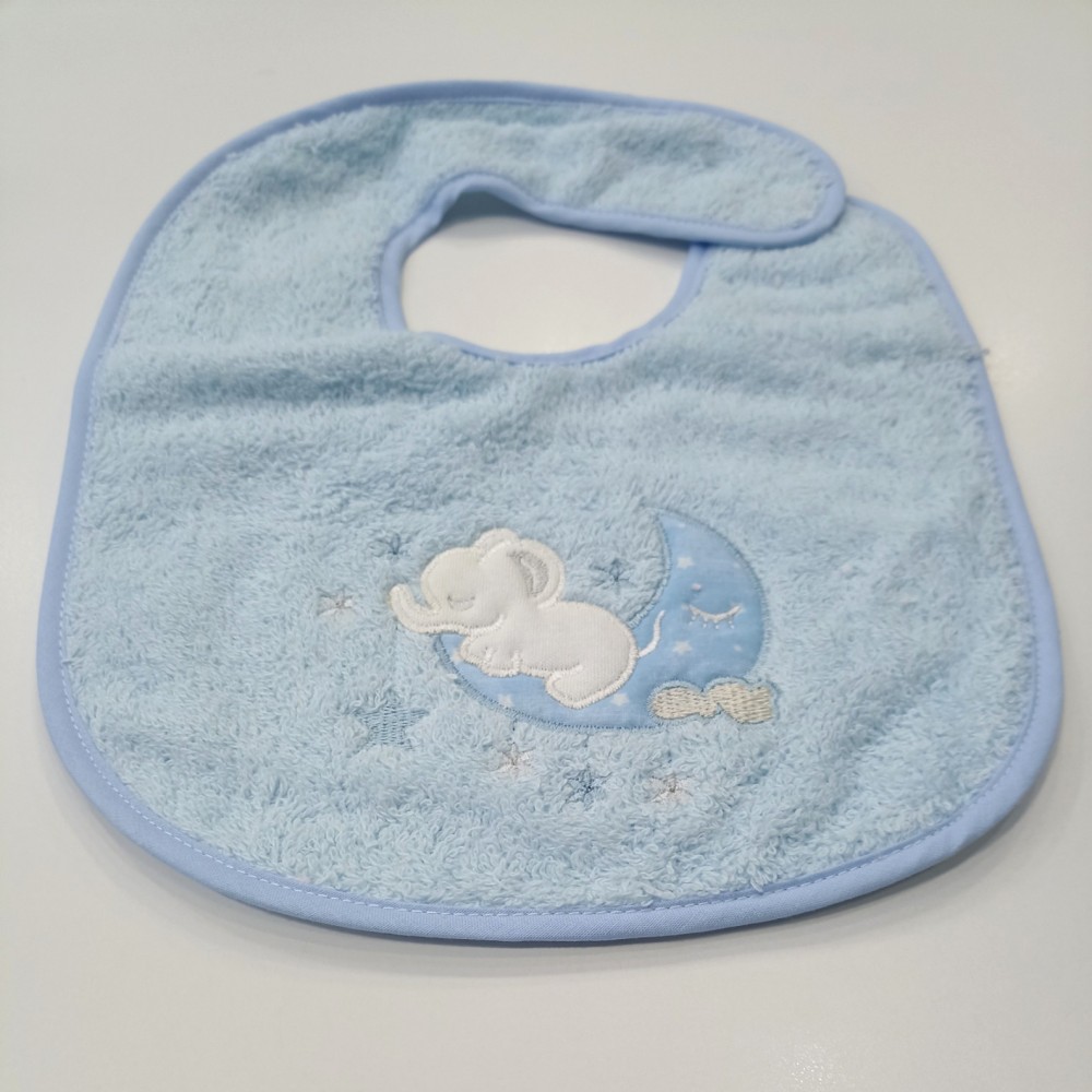 Babero de Rizo Bebé 100% Algodón con Interior Plastificado | Azul