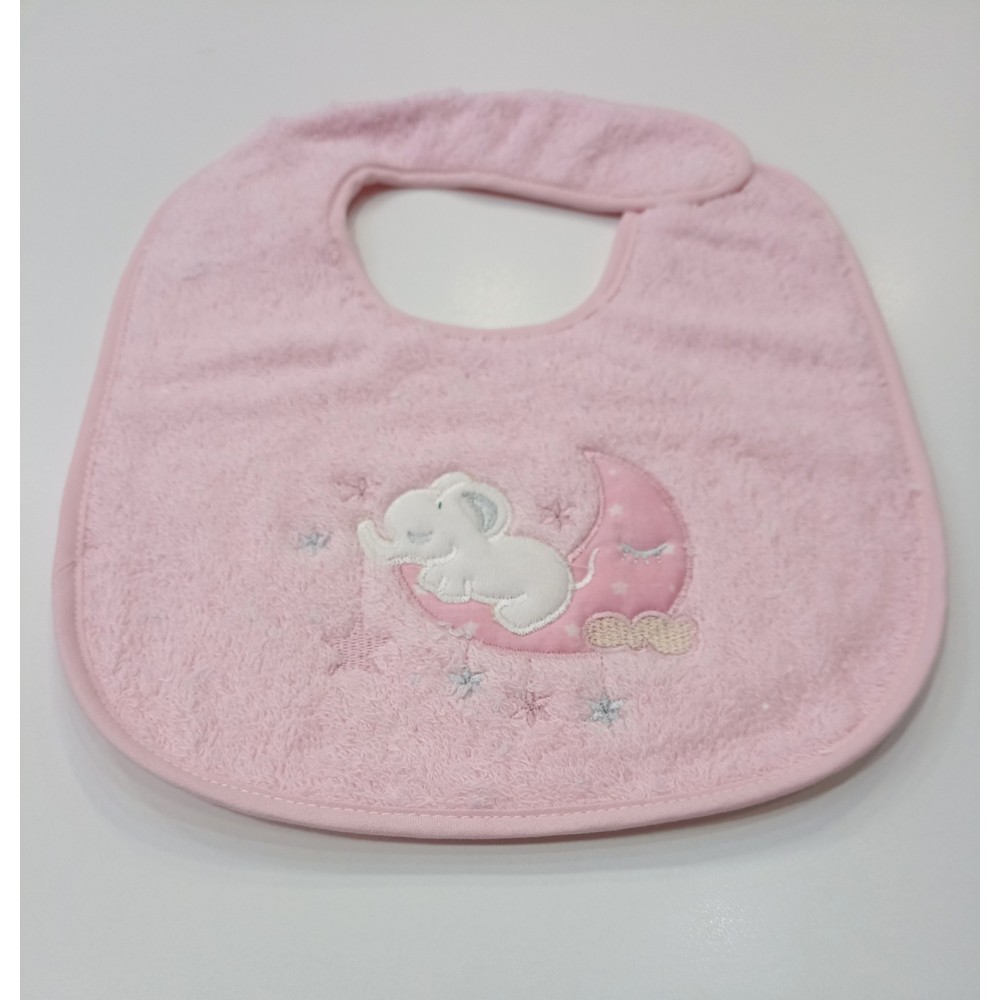 Babero de Rizo Bebé 100% Algodón con Interior Plastificado | Rosa