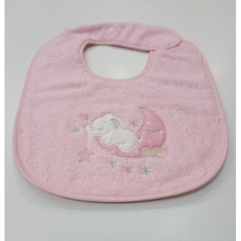 Babero de Rizo Bebé 100% Algodón con Interior Plastificado | Rosa