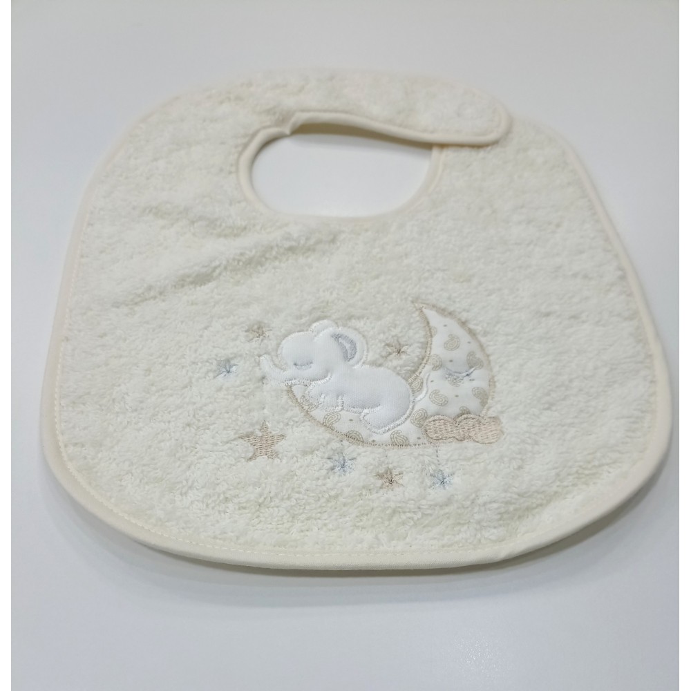Babero de Rizo Bebé 100% Algodón con Interior Plastificado | Beige