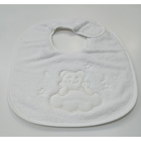 Babero de Rizo Bebé 100% Algodón con Interior Plastificado | Blanco
