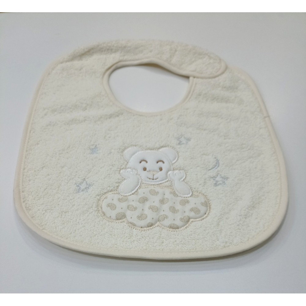 Babero de Rizo Bebé 100% Algodón con Interior Plastificado | Beige