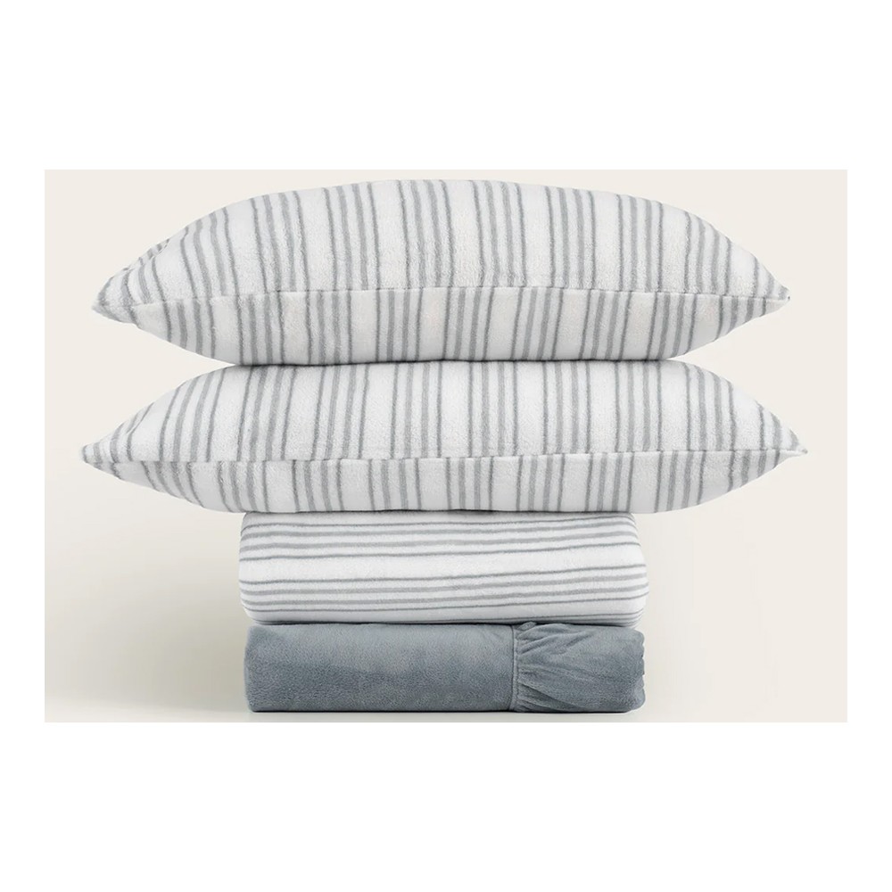 Juego de Sábanas de Coralina Don Algodón Adriel Gris – 220 gr/m² | Térmicas, Suaves y Elegantes
