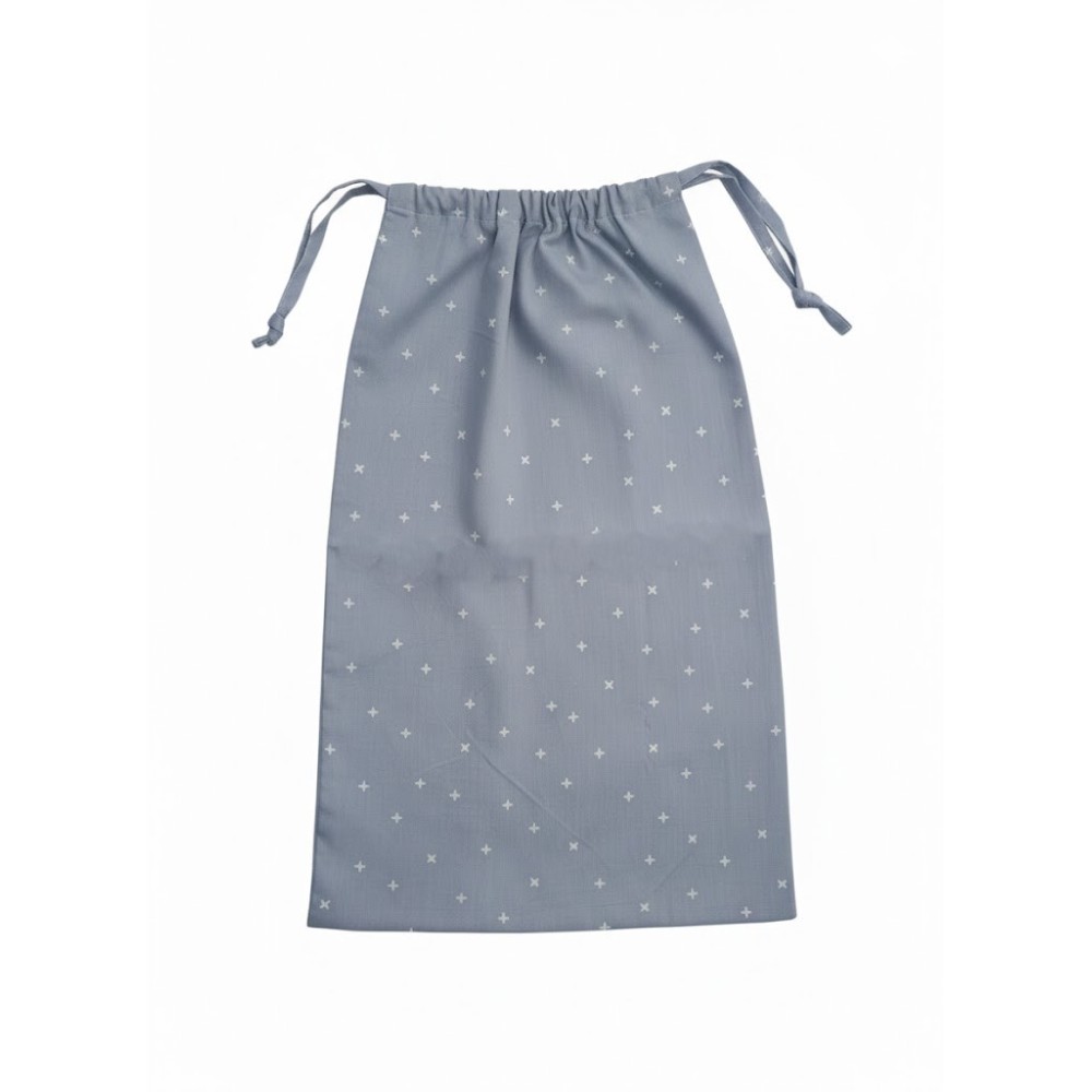 Bolsa de Algodón para Pan con Estampado de Cruces – Azul Grisáceo (35x55 cm) – Sostenible y Transpirable
