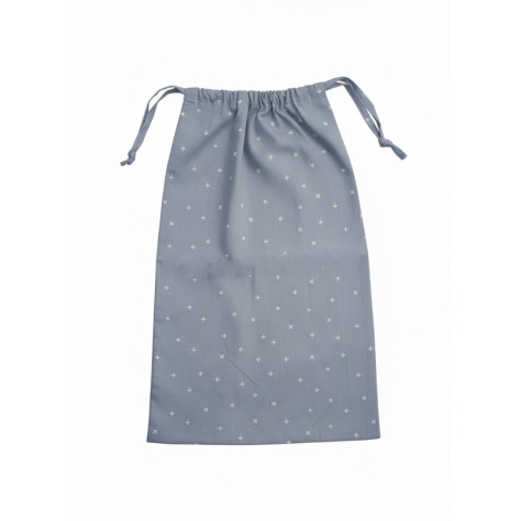 Bolsa de Algodón para Pan con Estampado de Cruces – Azul Grisáceo (35x55 cm) – Sostenible y Transpirable