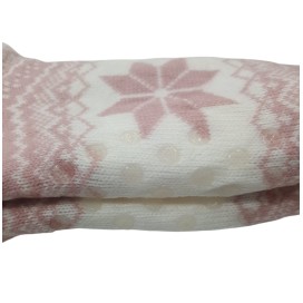 Calcetines Térmicos Antideslizantes con Forro de Borreguito – Rosa Nórdico (Talla 35-40)