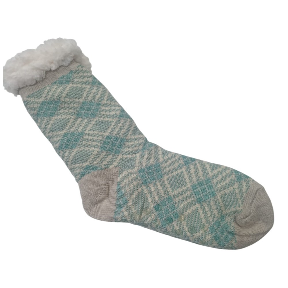 Calcetines Térmicos Antideslizantes con Diseño de Rombos – Verde Menta (Talla 35-40)